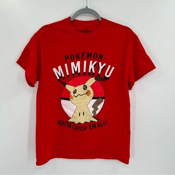 Pokemon MIMIKYU Gotta Catch 'em All! Pikachu Pokeball T-Shirt Red Medium - Picture 2 of 6
